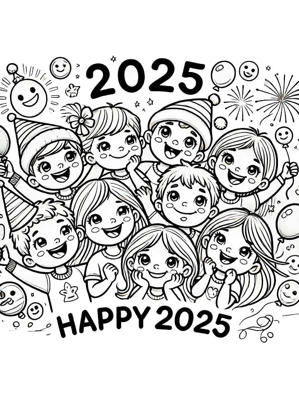 Kids-n-fun.de | Malvorlage Frohes 2025 Frohes 2025